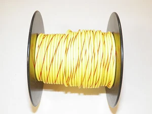 100 FOOT SPOOL 16 GAUGE GXL HI TEMP WIRE YELLOW / RED STRIPE AUTOMOTIVE FEET - Picture 1 of 2