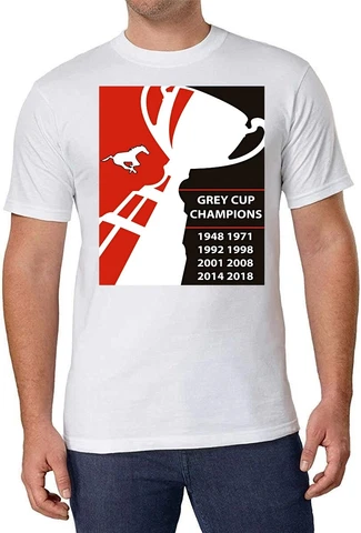 CFL Calgary Stampeders Grey Cup Champs White T-Shirt 100% Cotton Men XL NEW Cover