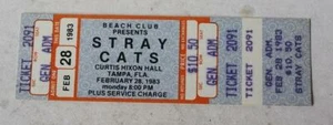 Boleto de concierto Stray Cats 1983 Curtis Hixon Hall Tampa Florida 28 de febrero - Imagen 1 de 1