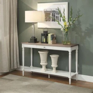 Convenience Concepts Console Table 48" Wood Rectangle Driftwood/White w/ Drawer - Picture 1 of 4
