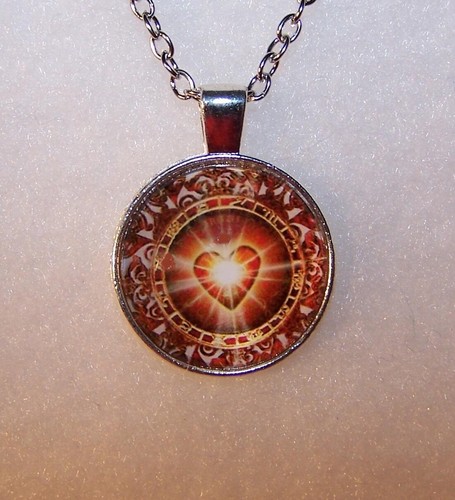 CHROME HEARTS Collana con ciondolo cuore arte cristallo brillante catena argento sterling 925 n34