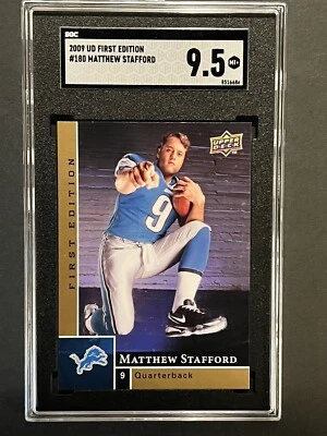 2009 Upper Deck Rams Matt Stafford RC 180 Rookie 1st Edition Card SGC 9.5 MINT+ - Image 1 of 2