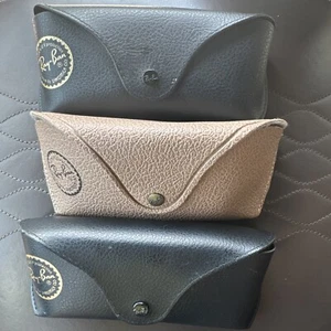 Set of 3 RAY-BAN Sunglass Soft Case 2 Black 1 Brown Leather Snap (1) - Picture 1 of 2