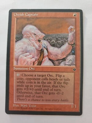 MTG Magic The Gathering Card Orcish Captain Summon Orc Red Fallen Empires 1994 - Image 1 of 2