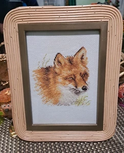 Finished Framed Cross Stitch Picture Fox Animal Nature Gift - Picture 1 of 2