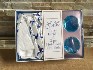Silk Terry TURBAN & 2 pc. HOT & COLD EYE-PAD Bath-SPA GIFT SET New in BOX sealed - Picture 1 of 12
