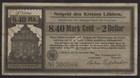 [27131] - GOLD-NOTGELD LÜBBEN, Kreis, 8,40 Mark Gold = 2 Dollar, 20.11.1923, Mül