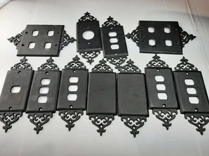 VINTAGE William Spencer Despard Black Gothic Tuscan Metal Wall Plate Cover Lot - Picture 1 of 11