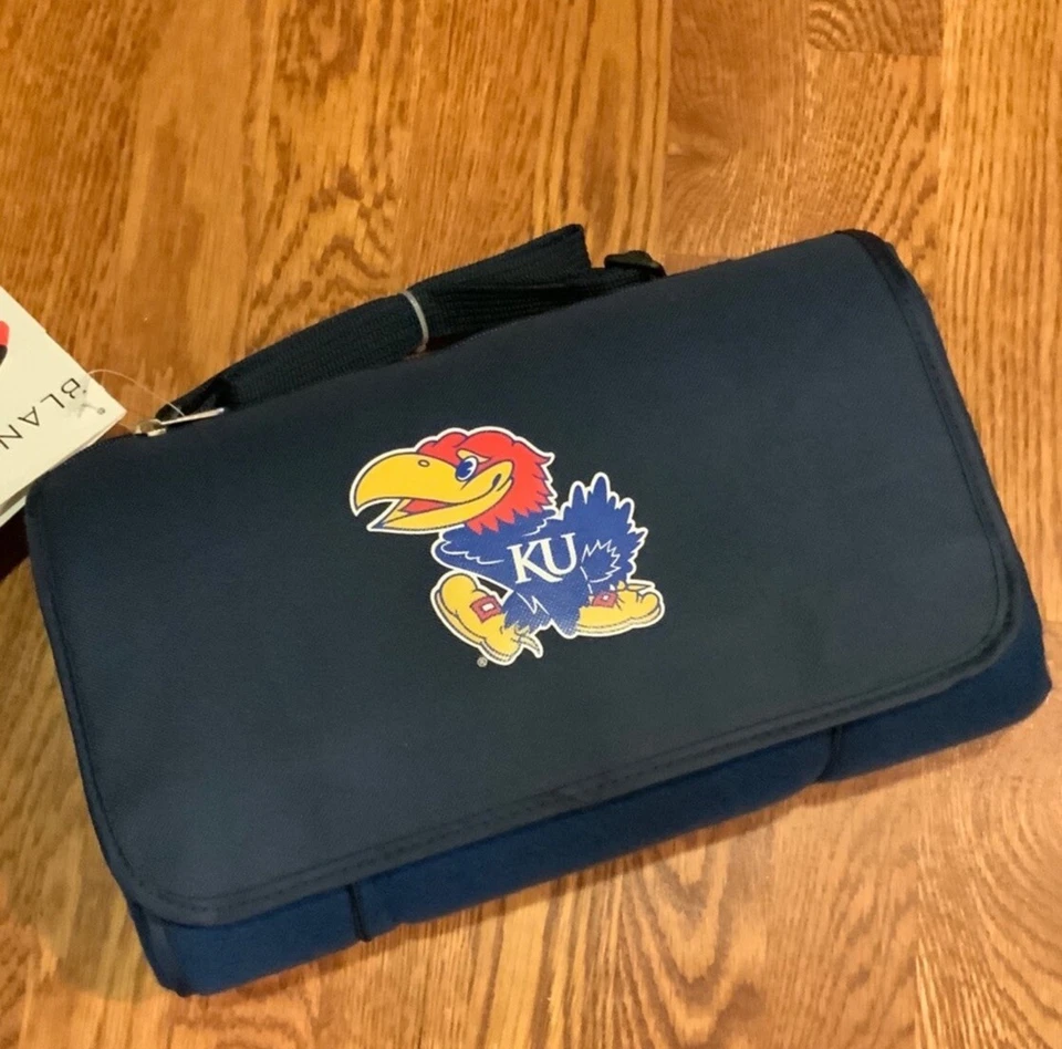 KU Blanket Tote Blue Jay Hawk Zipper Pocket Shoulder Strap New Old Stock 50 X 58 - Image 1 of 4