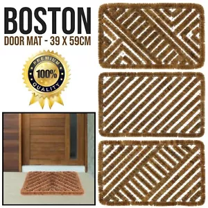 Boston Boot Scraper Mat Line Pattern Coir Bristles Steel Frame 39cm x 59cm - Picture 1 of 6