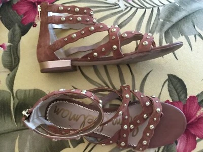 Sam Edelman Womens Shoes Daya 8 Studded Gladiator Sandals Brown Suede $120 - Image 1 of 4