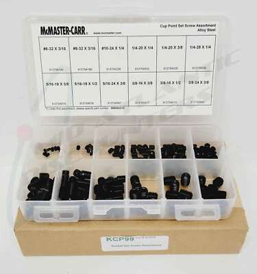 200 Piece McMaster-Carr Black-Oxide Alloy Steel Set Screw Assortment 98606A010