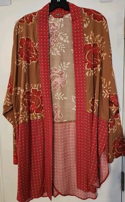 Cárdigan/kimono Free People nuevo sin etiquetas Forget Me Not estampado de azulejos frente abierto talla pequeña Foto 1 de 4