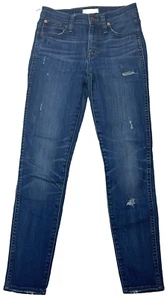 Madewell Women's 9” High Rise Stretch Skinny Distressed Blue Jeans Size 25 X 30 - Picture 1 of 9
