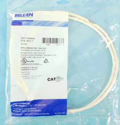 Traceable Bonded Pair Cat6+ Belden C6T1109004 Copper Patchcord - Image 1 of 4