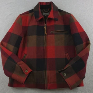 Chaqueta LL Bean Signature para Hombres Mediana Roja Mezcla de Lana a Cuadros Forrada Aislada Cremallera - Imagen 1 de 16