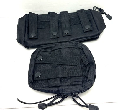 Lote de 2 bolsas utilitarias de equipo de asalto táctico NEGRO MOLLE MOUNT militar Foto 1 de 4