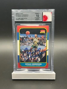 1986-87 Fleer #45 Jersey Fusion Game Used Patch GERALD HENDERSON BGS 10 Auto - Picture 1 of 2