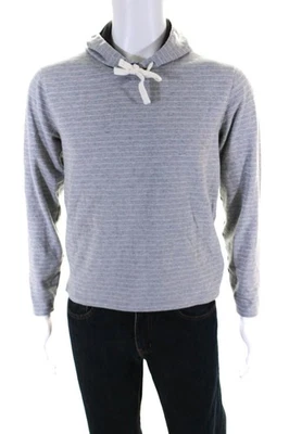 Pulôver com capuz Vince feminino listrado cinza manga longa tamanho XS - Imagem 1 de 4