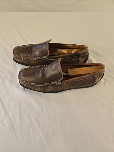 Mocassini da uomo Ecco classici in pelle marrone taglia 40 US 7 scarpe da guida slip on usati in ottime condizioni