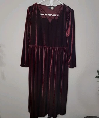 Vestido Molly Malloy Terciopelo Elastizado Talla 14 Rojo Vestido de Fiesta de Vacaciones Vintage Años 90 Foto 1 de 4