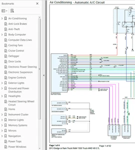 Dodge RAM 1500 2013 Color Wiring Diagram Schematic V8 5.7L 4WD pdf - Bild 1 von 1