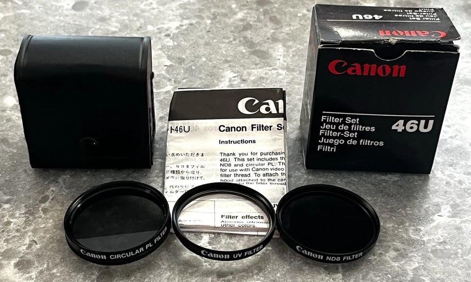 NEW IN BOX Canon 46U 46mm Filter Set - Circular PL + ND8 + UV Filter Lens Lenses - Image 1 of 4