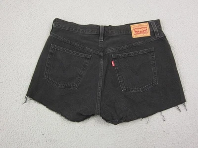 Levis 501 Jean Shorts Womens 32 Black Denim Cut Offs Casual 90s Button Fly Jorts - Image 1 of 4