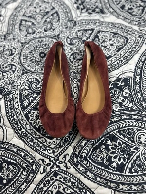Zapatos planos de ballet J Crew para mujer 8,5 Cece sin cordones de gamuza roja punta redonda cómodos Foto 1 de 4