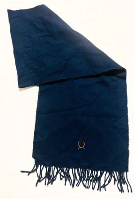 "Bufanda Tommy Hilfiger azul marino 100 % lana rectangular 11"" x 54"" hecha en Escocia" Foto 1 de 4