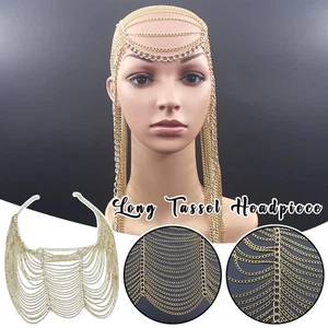 Tocado estilo punk cadena borla larga joyería para el cabello para mujer utilería de foto callejera - Imagen 1 de 14