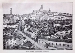 1895 Incisione SIENA VEDUTA DA S. DOMENICO - Imagen 1 de 1