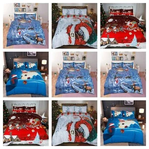 CHRISTMAS DUVET COVER SET Reversible Quilt XMAS Bedding Single Double King Size - Picture 1 of 21