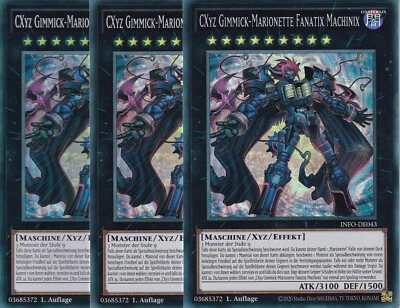 Yugioh INFO-DE043 CXyz Gimmick-Marionette Fanatix Machinix (SR) - Playset (3x) - Bild 1 von 3