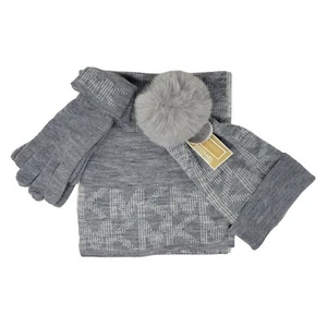 Michael Kors Women's 3 Piece Set Scarf, Hat and Gloves  Grey - Picture 1 of 6