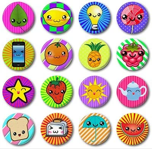 KAWAII BADGES (Various Designs) - 1" / 25mm Button Badge - Cute Japan Emoticon - Picture 1 of 18
