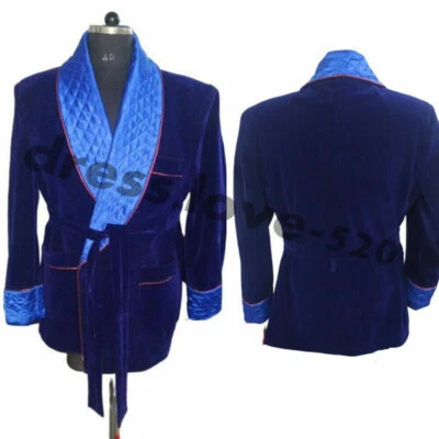 Hombres Chaquetas para Fumar Bata de Terciopelo con Cinturón Ropa de Fiesta Blazer Abrigos Trajes Formales Foto 1 de 4