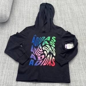 Adidas Shirt Boys Size 4 Black Hoodie Pullover - Picture 1 of 6