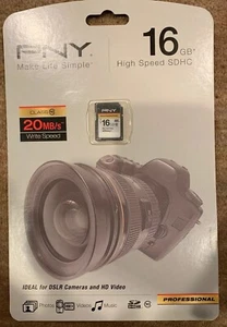 PNY 16GB High Speed SDHC Professional Ideal For DSLR Cameras Class 10 - Picture 1 of 2