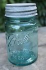 Ball light blue pint jar with large air bubbles