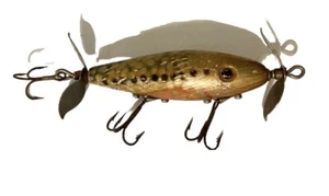 Vintage Top Water Wooden Double Bladed Fishing Lure, Three Treble Hooks Unmarked - Picture 1 of 4