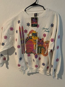 Lifestyles Sweatshirt Crested Butte Cat Print Mountain Snow Ski Vintage 90s Gr. Neu - Bild 1 von 5