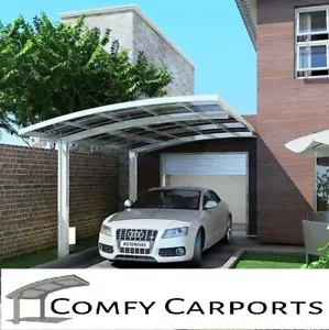 Polycarbonate Cantilever Carport Kit * D.I.Y 3m x 5m x 3m White Frame*Grey Roof - Picture 1 of 9