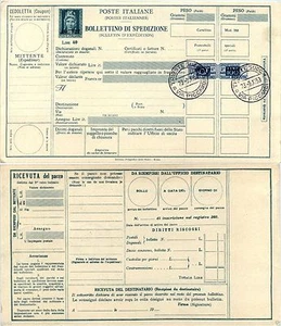 BOLLETTINO PACCHI PASCHETTO(P17)+100 lire Pacchi(22)annullato Trieste 23.9.1953 - Picture 1 of 1