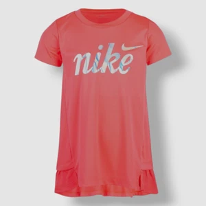 Nike Kids' Girls' Pink Dri-Fit Graphic Peplum-Hem Tunic Top Size 4/XS - Picture 1 of 3