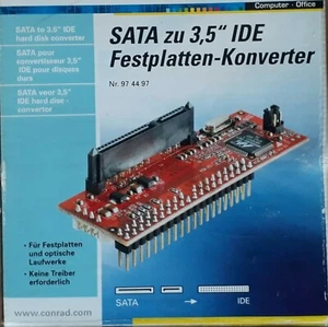 SATA - IDE Konverter, 1x IDE Stecker 40pol 1x SATA Kombi Buchse 7+15 - Bild 1 von 4