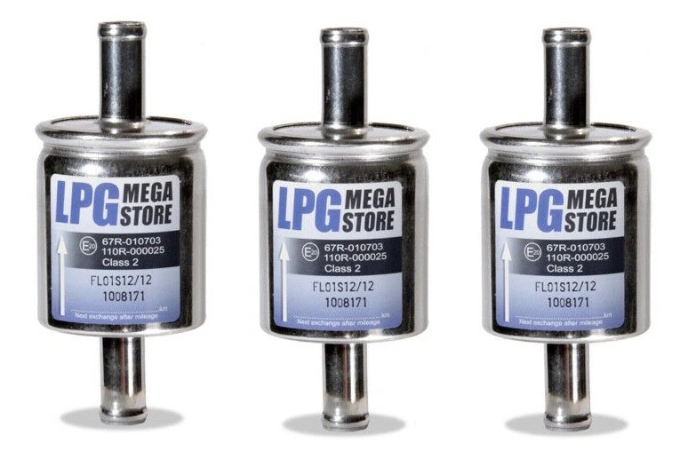 LPG-MEGASTORE 3 Stück Autogas Filter Gasfilter 12 mm LPG CNG 12/12 12mm für z.b. BRC KME