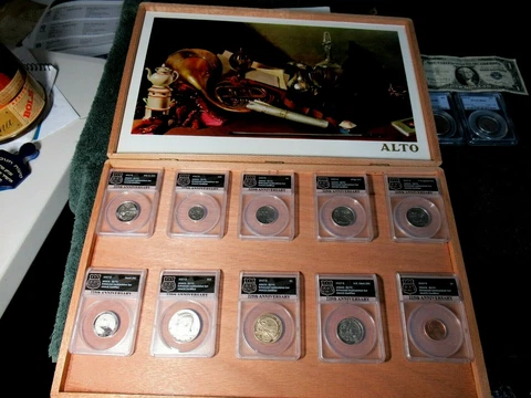 2017-S Full Set ANACS EU70 225th Anniv. ENHANCED / 10 BU Coins / Nice Gift Box Cover