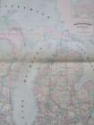 Michigan state Wisc. coast 1872 scarce hand colored large Asher & Adams map