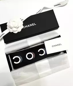 AUTHENTIC CHANEL Multicolour Silk CC Logo Silk Bandeau Scarf Hair with box - Picture 1 of 5
